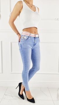 M. Sara - Premium Skinny - Jeansy spodnie damskie Rurki dopasowane / Blue