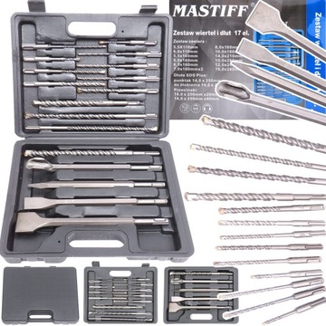 ZESTAW WIERTEŁ I DŁUT WIERTŁA DO BETONU SDS+ 17el