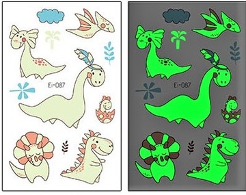 tatuaż świecący zmywalny dla dzieci DINOZAURY
