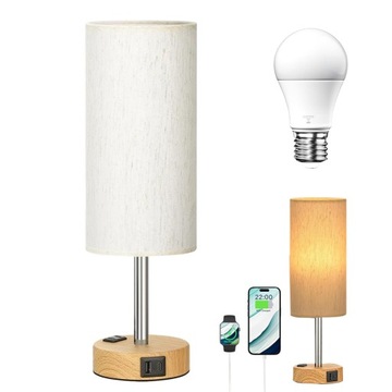 НОЧНИК С РЕГУЛИРОВКОЙ ЯРКОСТИ USB-C USB-A И РОЗЕТКОЙ ПЕРЕМЕННОГО ТОКА 3000К