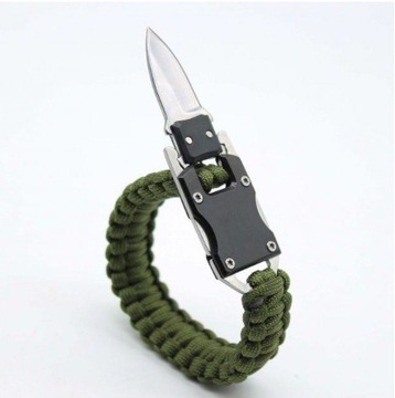 OPASKA BRANSOLETKA SURVIVAL PARACORD Z NOŻEM