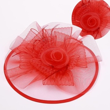 Повязка на голову Fascinator toque с очаровательной красной шляпой