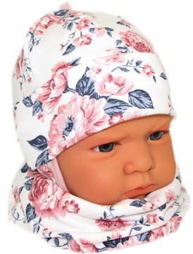 KOMPLET NIEMOWLĘCY CZAPKA APASZKA 38-40cm JESIEŃ
