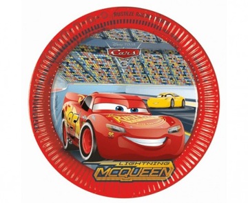 TALERZYKI PAPIEROWE CARS 3 AUTA ZYGZAK 8szt 23cm