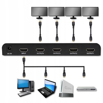 Разветвитель Qoltec Активный разветвитель 4 x HDMI 4K x 2K | 6 Гбит/с | 60 Гц