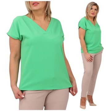 POLSKA Gładka modna bluzka plus size PREMIUM