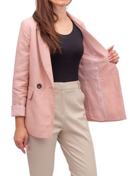elegancka MARYNARKA DAMSKA różowa marynarka M 38