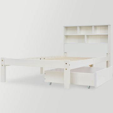 Lite drewno łóżko pojedyncze Łóżko dziecięce Z szufladą 90x200cm, biały