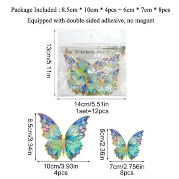 ДЕКОРАТИВНЫЕ БАБОЧКИ 12 ШТ. Наклейка на стену с золотыми краями