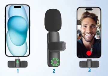 MIKROFON ODBIORNIK BEZPRZEWODOWY KRAWATOWY DO TELEFONU ANDROID WTYK USB-C