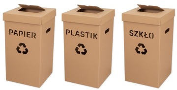 ZESTAW KOSZY SEGREGACJA papier szkło plastik 54l