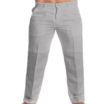 2023 Men's Stand Pocket Casual Linen Pants Solid W
