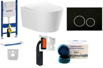 ZESTAW Stelaż WC GEBERIT + przycisk czarny mat+ miska WC + deska W/O+ FRESH