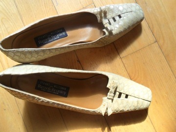 Stuart Weitzman-Russell Bromley czółenka retro 37/24,5 cm,skóra węża