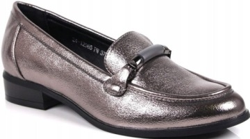 DAMSKIE MOKASYNY WSUWANE PÓŁBUTY NA PŁASKIEJ PODESZWIE BUTY PEWTER POTOCKI