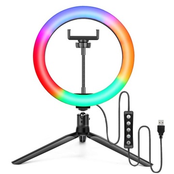 RGB СВЕТОДИОДНАЯ КОЛЬЦЕВАЯ ЛАМПА ШТАТИВ 160 СМ ДЛЯ СЕЛФИ + ПУЛЬТ ДУ