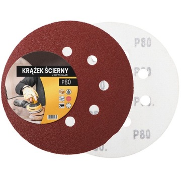 10x дисков для наждачной бумаги с отверстиями на липучке, 150 мм, диски P80, шлифовальный диск