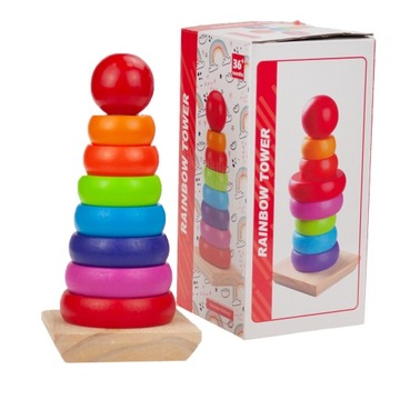 PIRAMIDKA SORTER Montessori WIEŻA KLOCKI DREWNIANE