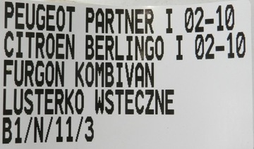 PEUGEOT PARTNER CITROEN BERLINGO I FACELIFT 02-08 ZRCÁTKO ZPÁTEČNÁ FURGON