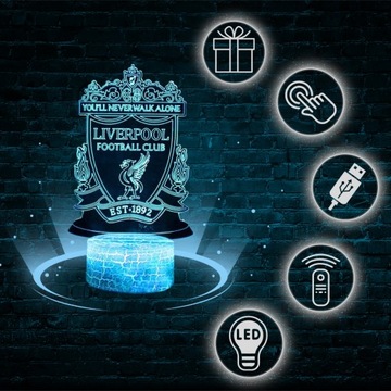 НОЧНИК ДЛЯ ДЕТЕЙ LIVERPOOL LOGO HERB LED 3D