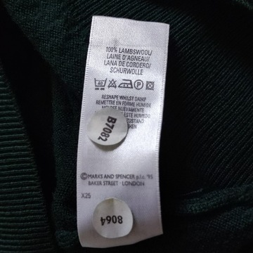 44 MARKS&SPENCER M&S sweter golf wełna owcza butelkowa zieleń lambswool