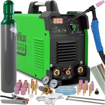 Spawarka TIG AC DC Puls HF MMA inwertorowa IGBT do ALUMINIUM ZESTAW 200A