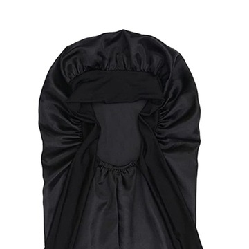 Атласная шапочка Атласная ночная шапочка длинная черная