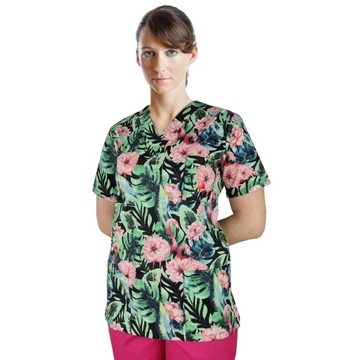Bluza medyczna damska fartuch kolorowy wzorek L
