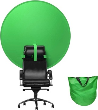 TŁO FOTOGRAFICZNE GREEN SCREEN 142cm NA FOTEL, ZIELONE, CHROMAKEY, OKRĄGŁE