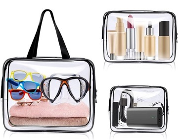 МУЖСКАЯ ЖЕНСКАЯ ПРОЗРАЧНАЯ ДОРОЖНАЯ КОСМЕТИЧЕСКАЯ СУМКА 3В1 НАБОР «САМОЛЕТ»