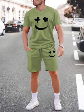 SHEIN МУЖСКОЙ КОМПЛЕКТ, ЗЕЛЕНЫЙ, С ПРИНТОМ L V9C