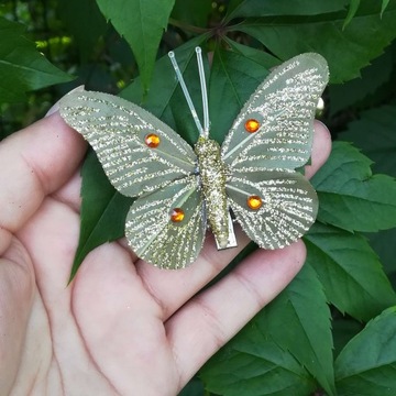 Микс бабочек BUTTERFLIES скрепки коричневые белые золотые 10 шт.