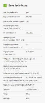 Контроллер SOLAR MPPT 30А 12В/24В BLUETOOTH VOLT POLSKA