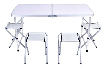 СКЛАДНОЙ СТОЛИК, ТУРИСТИЧЕСКИЙ ЧЕМОДАН, 4 РЕГУЛИРУЕМЫХ СТУЛА