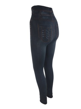 Legginsy Imitacja Jeans Ciepłe Leginsy Spodnie Damskie Grube Modne Getry