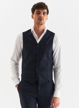 Мужской жилет в клетку темно-синего цвета Slim Fit PAKO LORENTE 50