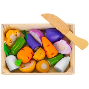 Деревянные овощи для нарезки на липучке Набор липучек для детей в коробке