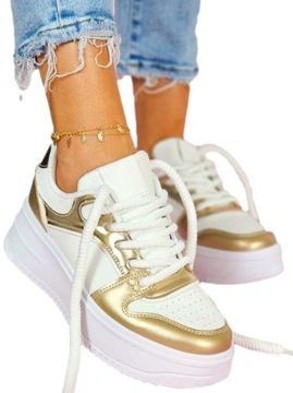 Białe Buty Sportowe Adidasy Sneakersy Venez Gold 39