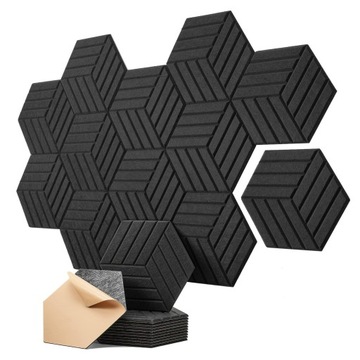 PANELE AKUSTYCZNE WYGŁUSZAJĄCE PIANKA MATA WYGŁUSZAJĄCA GRUBA CZARNA 10SZT