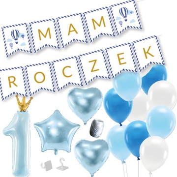 Zestaw balonów MAM ROCZEK chłopiec niebiesk balony