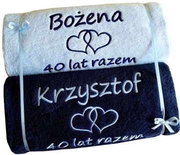 Prezent ROCZNICA ŚLUBU 25,30,40,50 ręczniki z HAFT