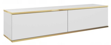 Stolik RTV 135 cm pod TV wiszący biały + złoty OR