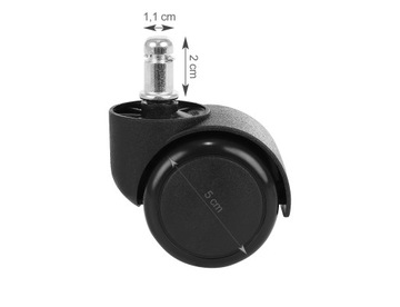 ПРОЧНЫЕ РЕЗИНОВЫЕ КОЛЕСА ДЛЯ ПОВОРОТНОГО КРЕСЛА, 5 ШТ.