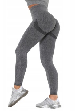 BEZSZWOWE LEGGINSY DAMSKIE SZARE PUSH UP ROZMIAR XL