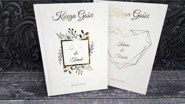 Вертикальная свадебная гостевая книга, черные карточки + золотые края.