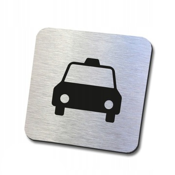 srebrna tabliczka informacyjna taxi