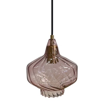 LAMPA SUFITOWA RÓŻOWY KLOSZ ZŁOTA OPRAWKA