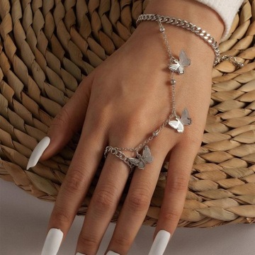 Bransoletka z pierścionkiem na palec Modna