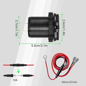Быстрое автомобильное зарядное устройство 2x QC 3.0 55 Вт PD 18 Вт USB 12 В 24 В