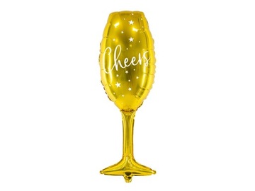 1 szt. złoty Balon foliowy kieliszek szampan, złoty 28x80cm 1 szt. złoty